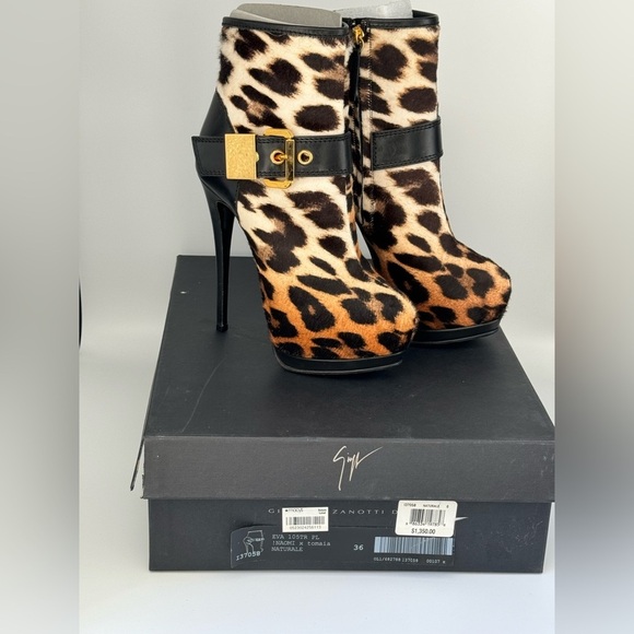 Giuseppe Zanotti Ponyhair Animal Print Ankle Boots Size 36 Brand NWT - Picture 5 of 7